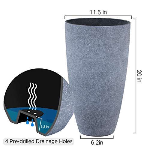LA JOLIE MUSE Tall Planters Set 2 Flower Pots, 20 Inch Each, Patio...