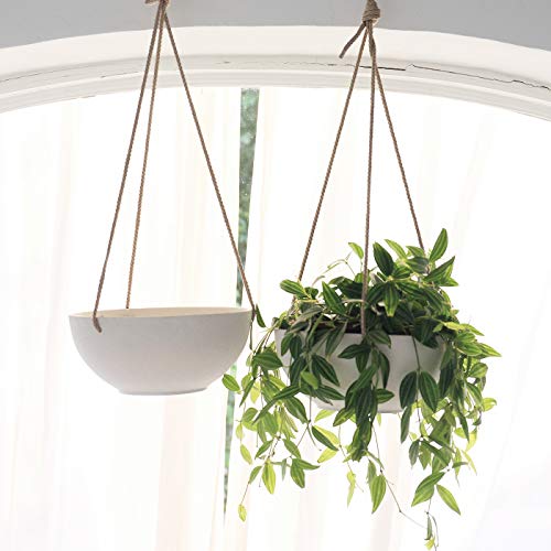LA JOLIE MUSE White Hanging Planter Basket - 8 Inch Indoor Outdoor...