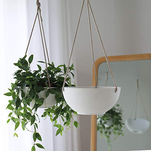 LA JOLIE MUSE White Hanging Planter Basket - 8 Inch Indoor Outdoor...