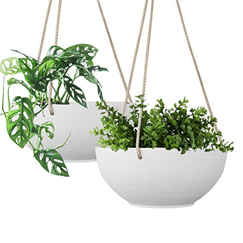 LA JOLIE MUSE White Hanging Planter Basket - 8 Inch Indoor Outdoor...