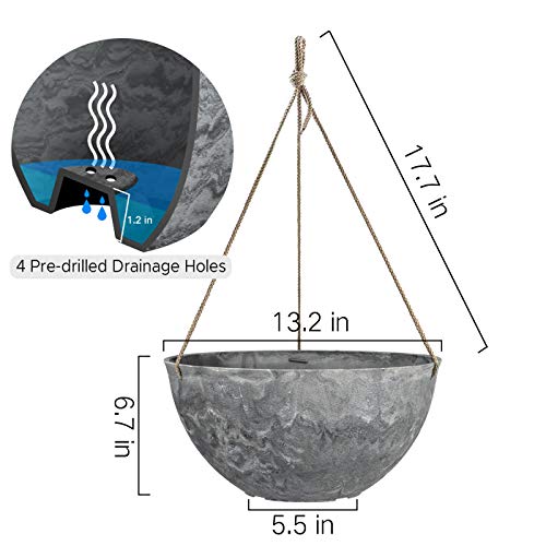 Large Hanging Planters for Indoor Outdoor Plants,Hanging Flower Po...