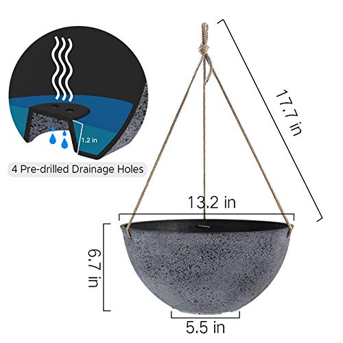 Large Hanging Planters for Outdoor Indoor Plants, Hanging Flower P...