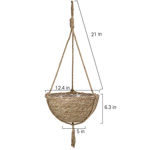 Natural Seagrass Hanging Planter Basket Set, Indoor Plant Pots, Bo...