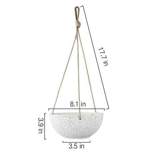 Speckled White Hanging Planter - 8 Inch Indoor Outdoor Hanging Pla...