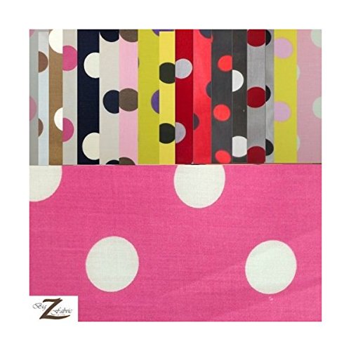 60-Inch Wide Polka Dot Poly Cotton Fabric By The Yard, White Dot O...
