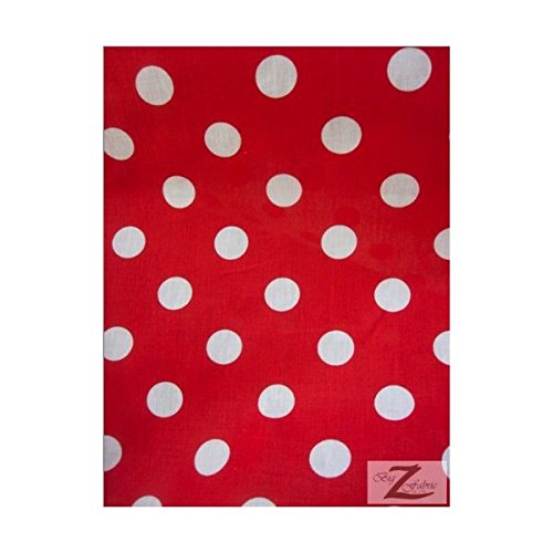 60-Inch Wide Polka Dot Poly Cotton Fabric By The Yard, White Dot O...