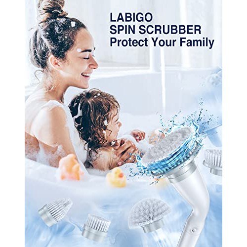 LABIGO Electric Spin Scrubber LA1 Pro, Cordless Spin Scrubber with...