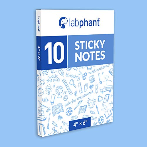 labphant Dry Erase Sticky Notes - 10 Pack of 4x6 Inch; Adhesive Fr...