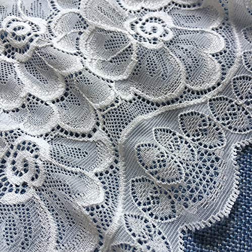 Lace Realm 7 inches Floral Stretchy Lace Elastic Trim Fabric for G...