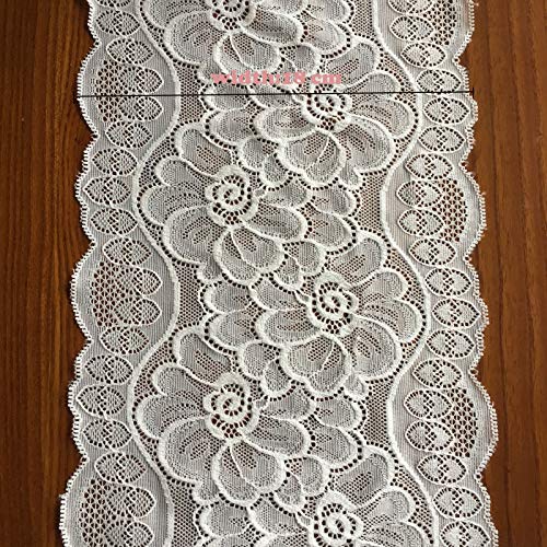 Lace Realm 7 inches Floral Stretchy Lace Elastic Trim Fabric for G...