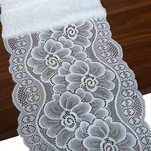 Lace Realm 7 inches Floral Stretchy Lace Elastic Trim Fabric for G...