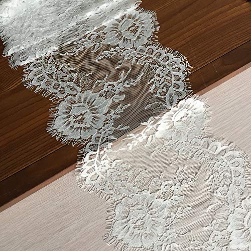 LaceRealm 9 Inch Wide Eyelash Lace Fabric Floral Pattern Lace Trim...