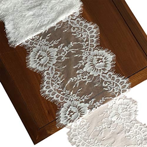 LaceRealm 9 Inch Wide Eyelash Lace Fabric Floral Pattern Lace Trim...