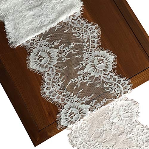 LaceRealm 9 Inch Wide Eyelash Lace Fabric Floral Pattern Lace Trim...