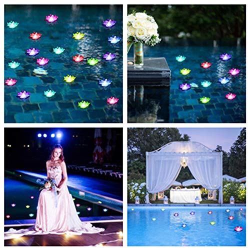 LACGO LED Waterproof Floating Lotus Light, Pond Light, Battery Ope...