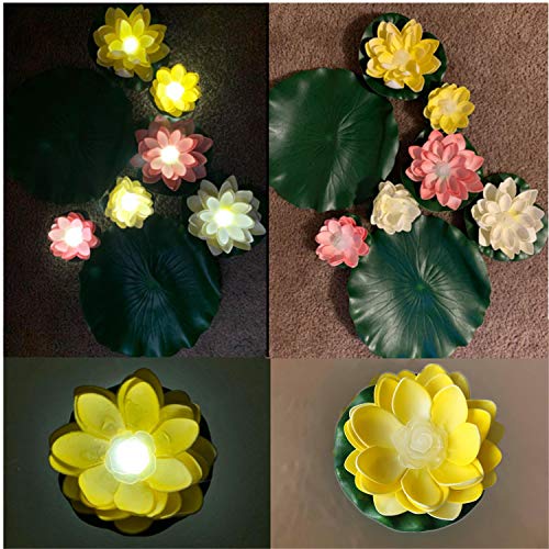 LACGO LED Waterproof Floating Lotus Light, Pond Light, Battery Ope...