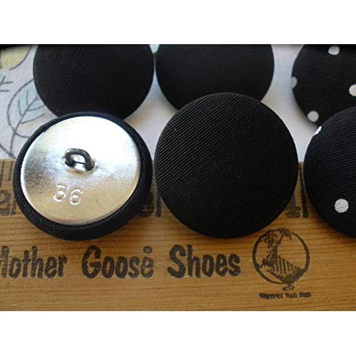 Black or Polka dot Fabric Cover Buttons Metal Shank 23MM Cloth Cov...