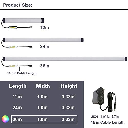 LAIFUNI Dimmable Under Cabinet Lighting, RGB LED Light Bar, Online...