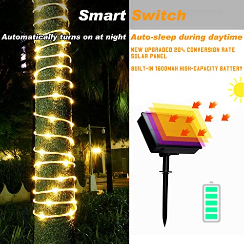 Solar Rope Light Waterproof IP65 39FT 100LEDs Outdoor LED ‎Solar O...