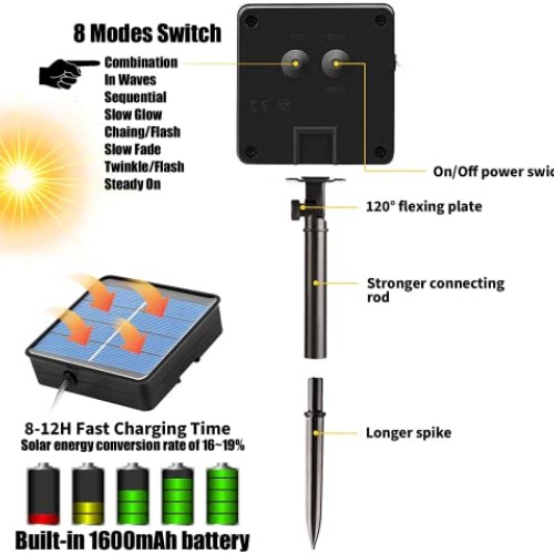 Solar Rope Light Waterproof IP65 39FT 100LEDs Outdoor LED ‎Solar O...