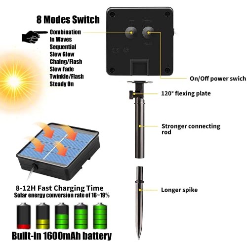 Solar Rope Light Waterproof IP65 39FT 100LEDs Outdoor LED ‎Solar O...