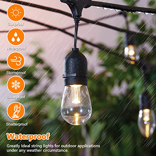 2-Pack 3 Color Dimmable LED Outdoor String Lights for Patio with R...