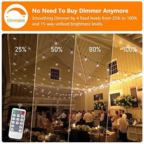 2-Pack 3 Color Dimmable LED Outdoor String Lights for Patio with R...