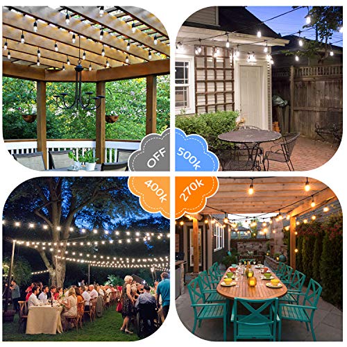 2-Pack 3 Color Dimmable LED Outdoor String Lights for Patio with R...