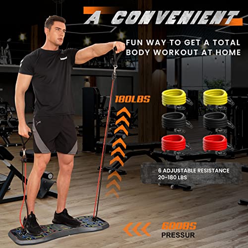 LALAHIGH Portable Home Gym System: Large Compact Push-Up Board, Pi...