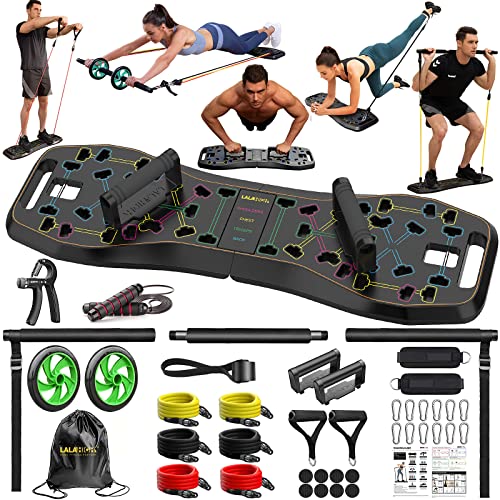 LALAHIGH Portable Home Gym System: Large Compact Push-Up Board, Pi...
