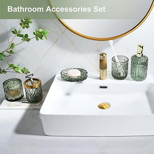 LaMarriti 5Pcs Green Glass Bathroom Accessory Complete Set, Lotion...