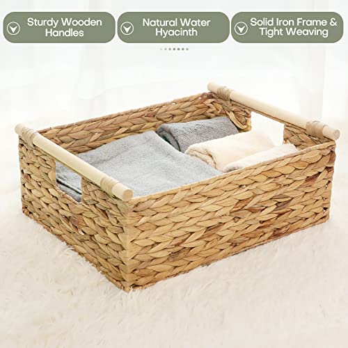 LaMorée Storage Baskets 3 PCS Hand Woven Natural Wicker Storage Bi...