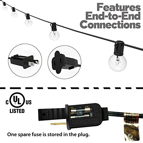 String Lights, Lampat 25Ft G40 Globe String Lights with Bulbs-UL L...