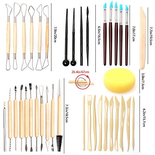 LAMPTOP 61PCS Ceramic Clay Tools Set,Polymer Clay Tools Pottery To...