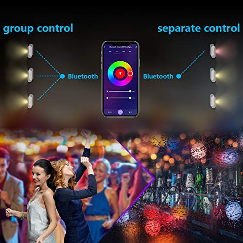 2 Pack 500W Equivalent RGB Smart LED Flood Light, LaMuVi 50W Bluet...