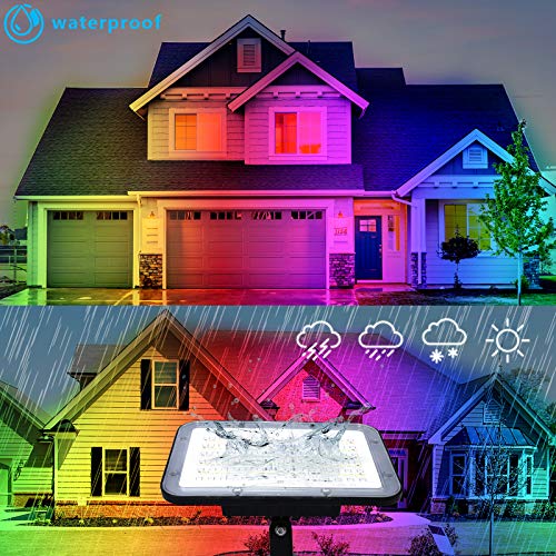2 Pack 500W Equivalent RGB Smart LED Flood Light, LaMuVi 50W Bluet...