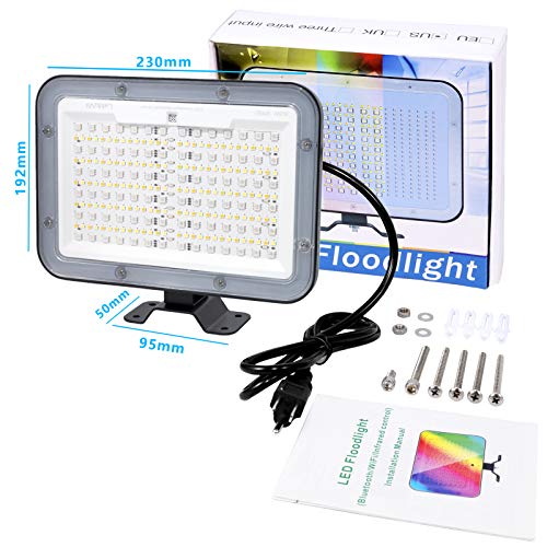 2 Pack 500W Equivalent RGB Smart LED Flood Light, LaMuVi 50W Bluet...
