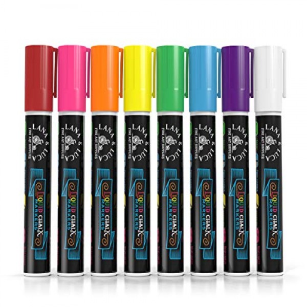 Liquid Chalk Markers for Blackboards - Bold Color Dry Erase Marker...