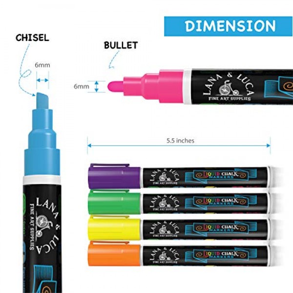 Liquid Chalk Markers for Blackboards - Bold Color Dry Erase Marker...