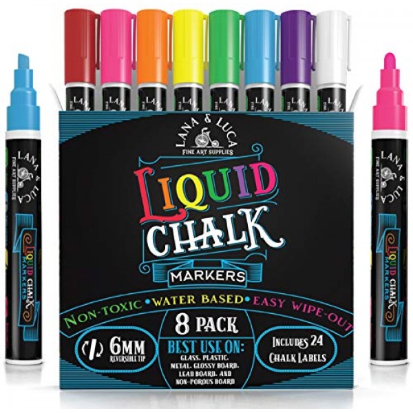 Liquid Chalk Markers for Blackboards - Bold Color Dry Erase Marker...