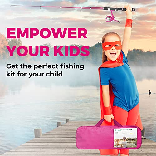 Lanaak Kids Fishing Pole and Tackle Box - with Net, Travel Bag, Re...