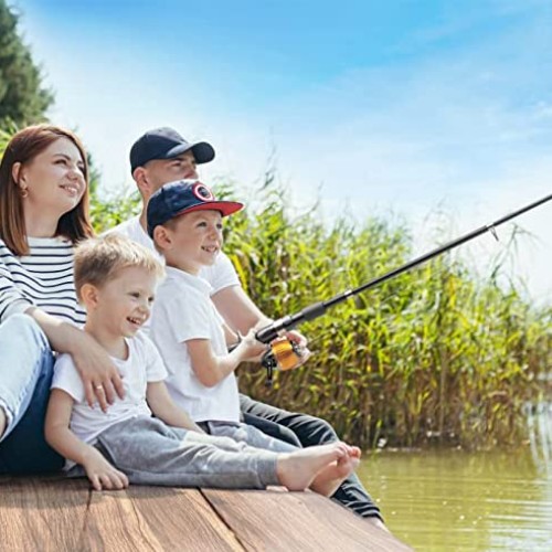 Lanaak Kids Fishing Pole and Tackle Box - with Net, Travel Bag, Re...