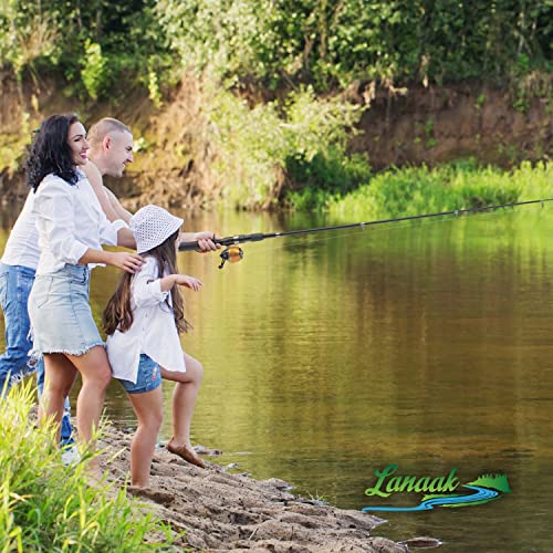 Lanaak Kids Fishing Pole and Tackle Box - with Net, Travel Bag, Re...