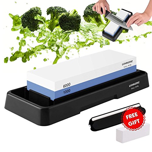 Knife Sharpening Stone, Whetstone Dual Sided 1000/6000 Grit Waters...