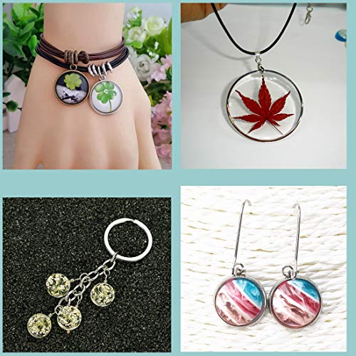LANBEIDE Silver Pendant Trays for Jewelry Making Kits, 40 Pieces S...