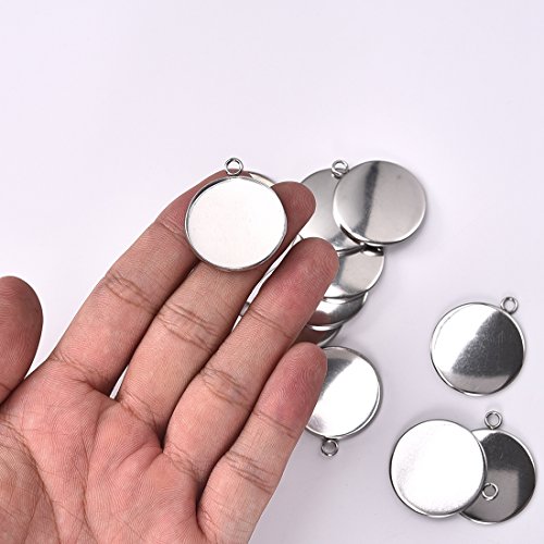 LANBEIDE Silver Pendant Trays for Jewelry Making Kits, 40 Pieces S...