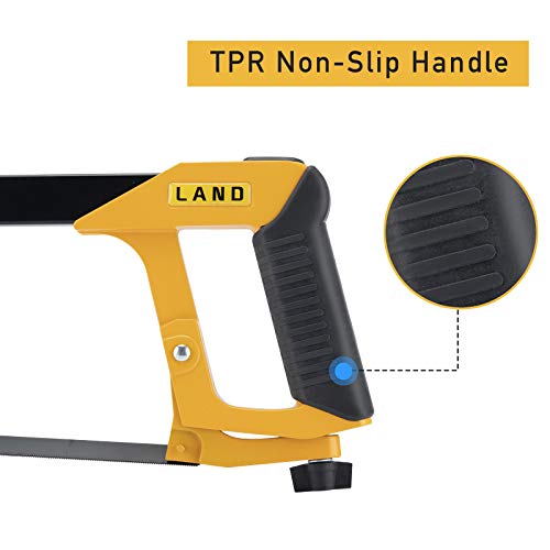LAND 12 Inch Hacksaw - Heavy Duty Coping Saw with 4 Extra High-Car...