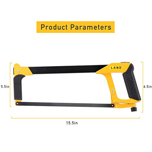 LAND 12 Inch Hacksaw - Heavy Duty Coping Saw with 4 Extra High-Car...