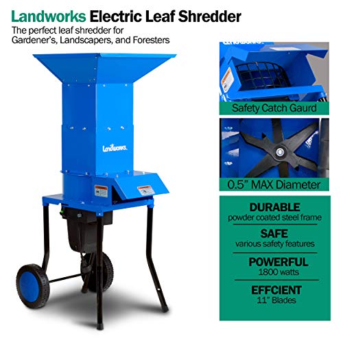 Landworks Leaf Mulcher Shredder Electric Green and Waste Managemen...
