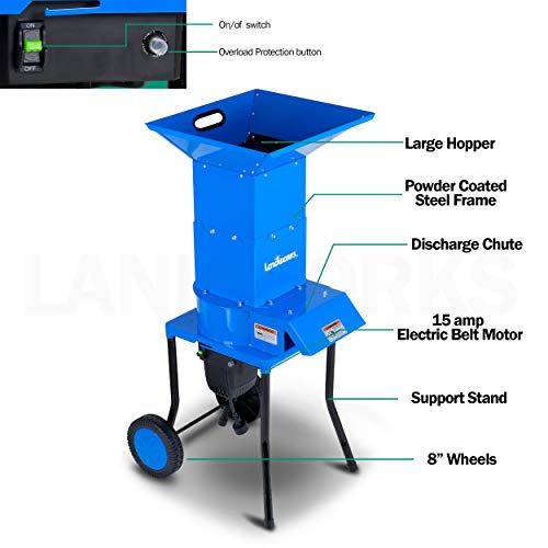 Landworks Leaf Mulcher Shredder Electric Green and Waste Managemen...